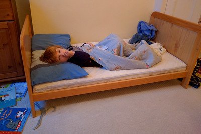 A child trying to have a good night's sleep
