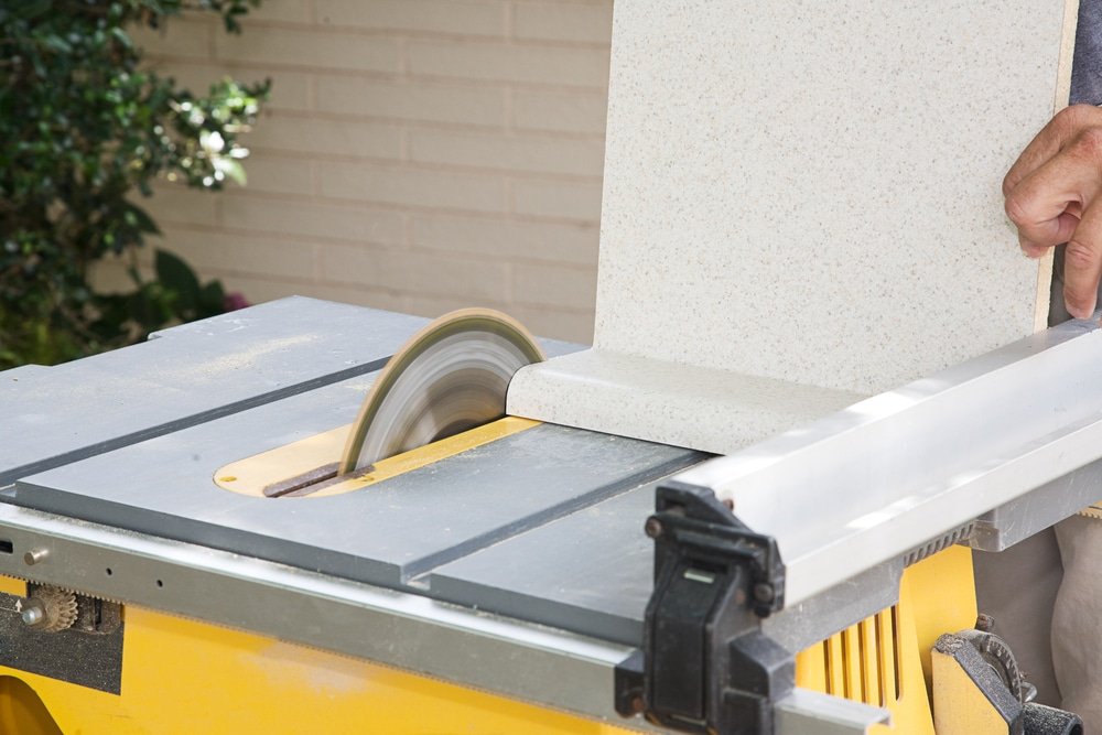 Close-up of a carpentry tool's blade