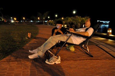 taking a break in the park